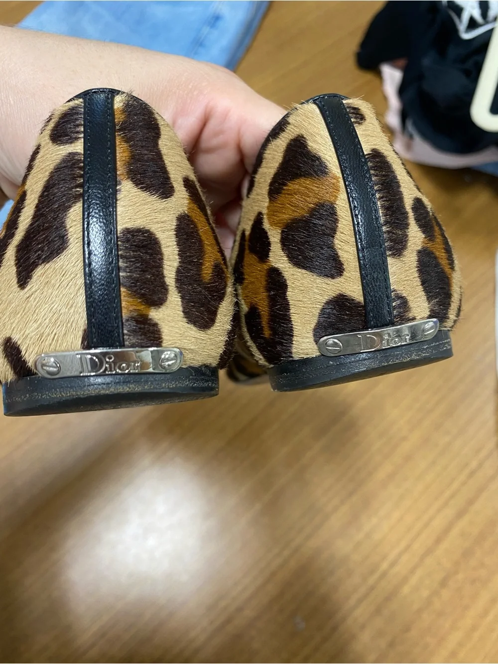 Dior Leopard Print Calf Hair Flats in Tan and Brown